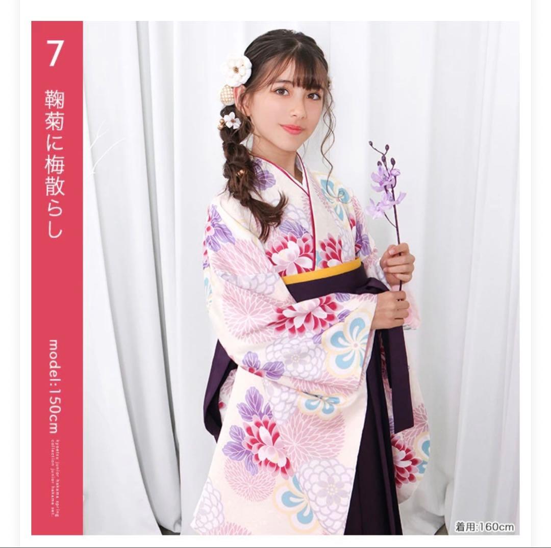 子供用　袴　４点セット　簡易着付け　卒業式　鞠菊に梅散らし 美品