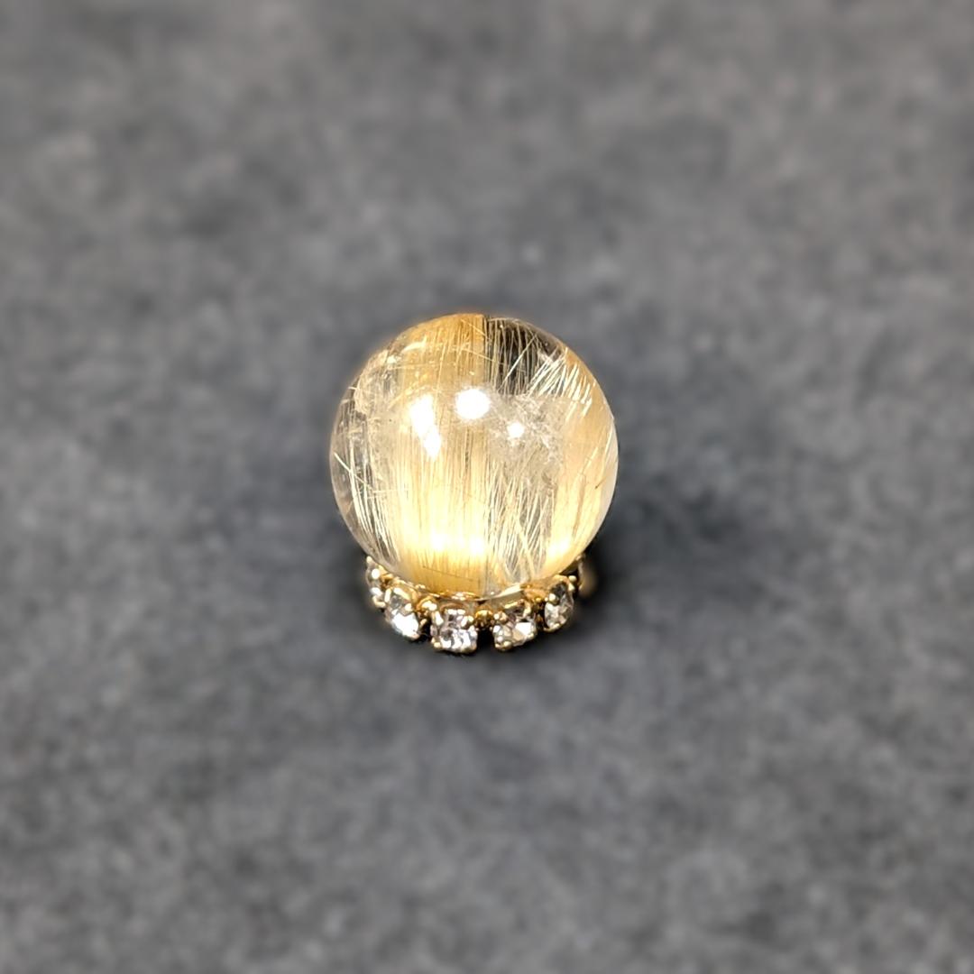 ゴールドタイチンルチル 10ミリ 粒売り 金針水晶 パワーストーン 金運のお守り