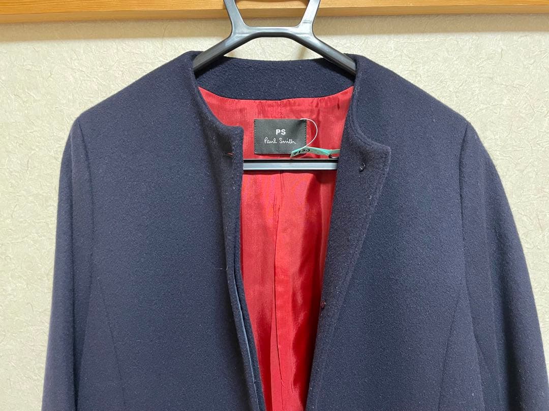 【クリーニング済★美品】Paul Smith バイカラー ノーカラーコート