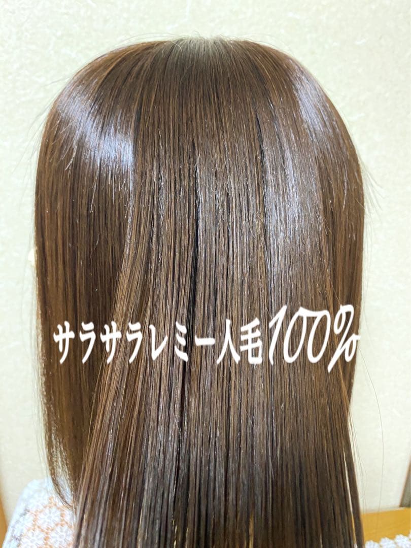 高級レミー人毛100% 【総手植えS】ロングブラウン フルウィッグシルクスキン