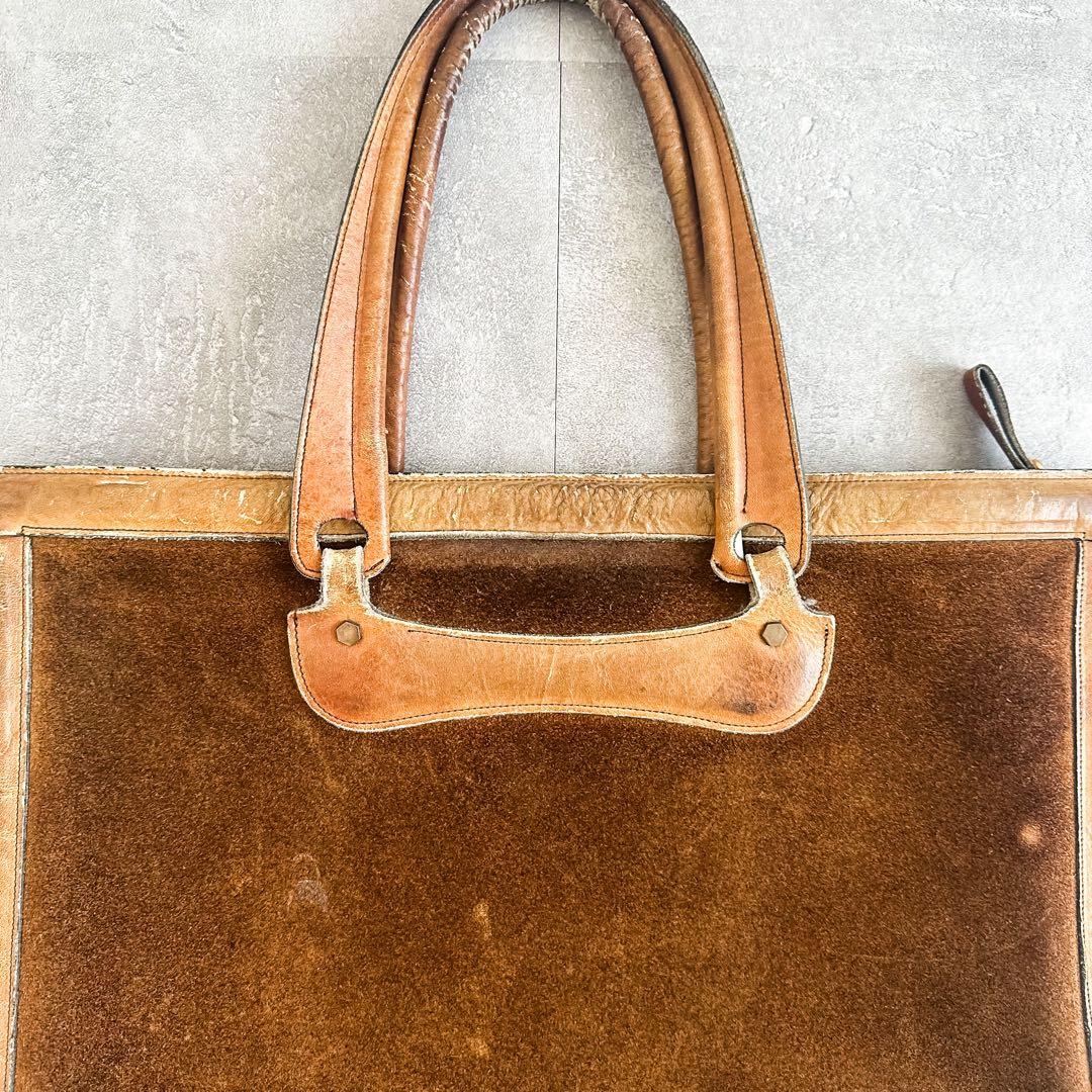 ヴィンテージ 1960's~ スエード× レザー ツートンカラー レザーバッグ