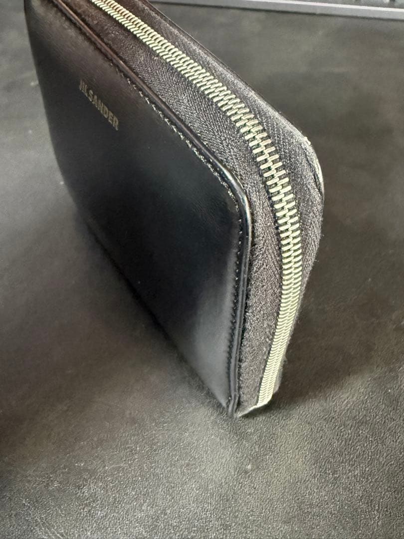 JIL SANDER ジルサンダー L字ファスナー 財布 レザー 黒