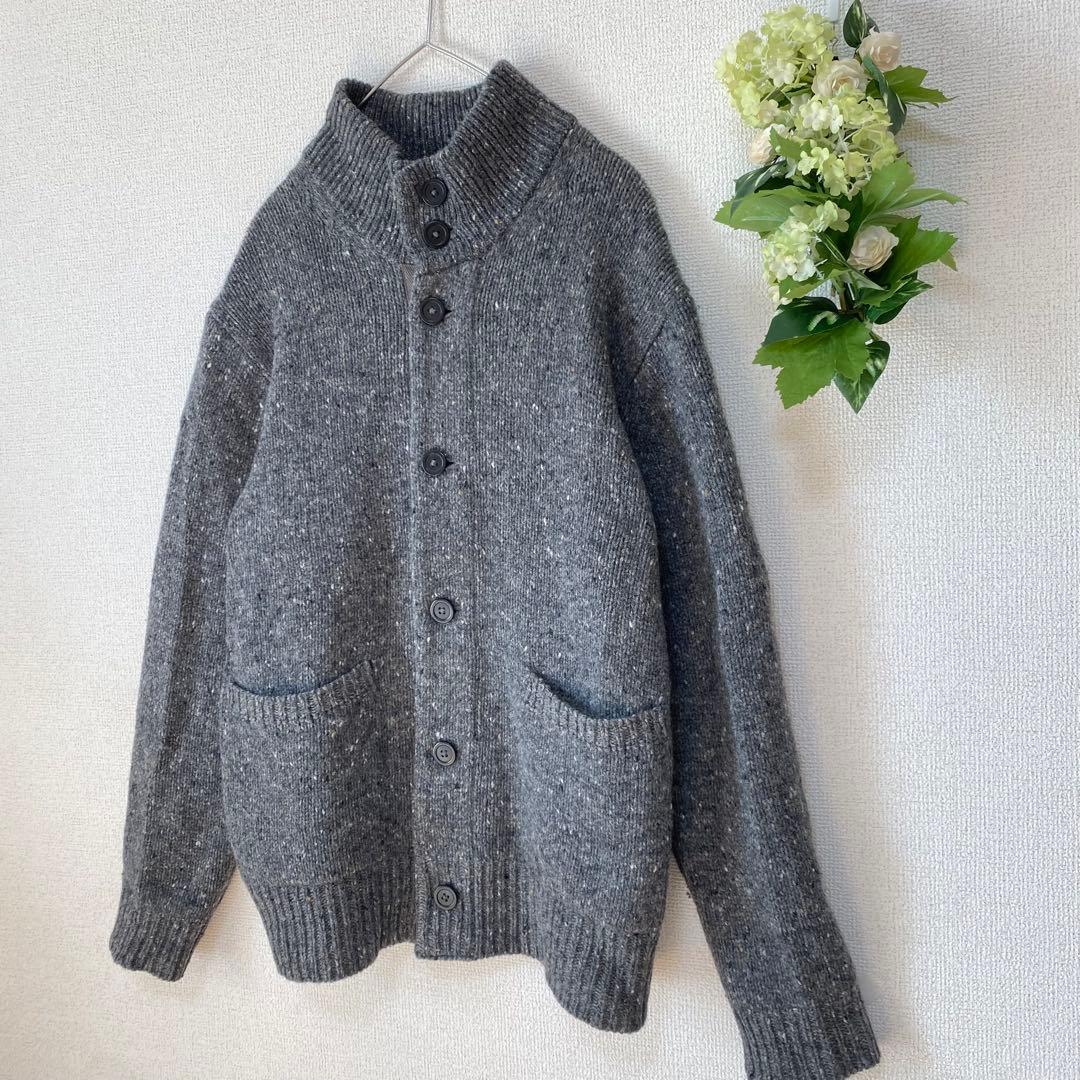 MHL.マーガレットハウエル ネップニット カーディガン スタンドカラー 麻混M