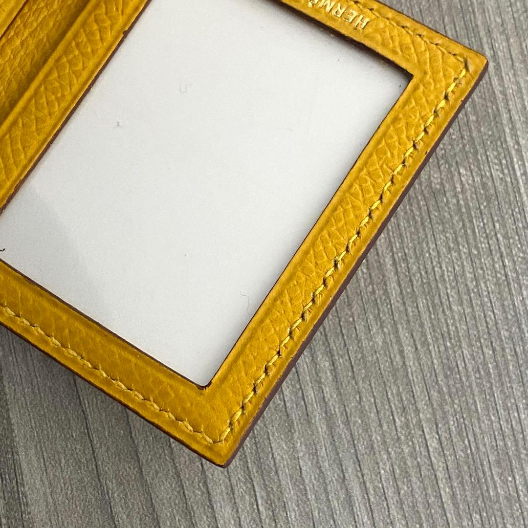 【HERMES】エルメス ミニフォトケース レザー イエロー　箱付