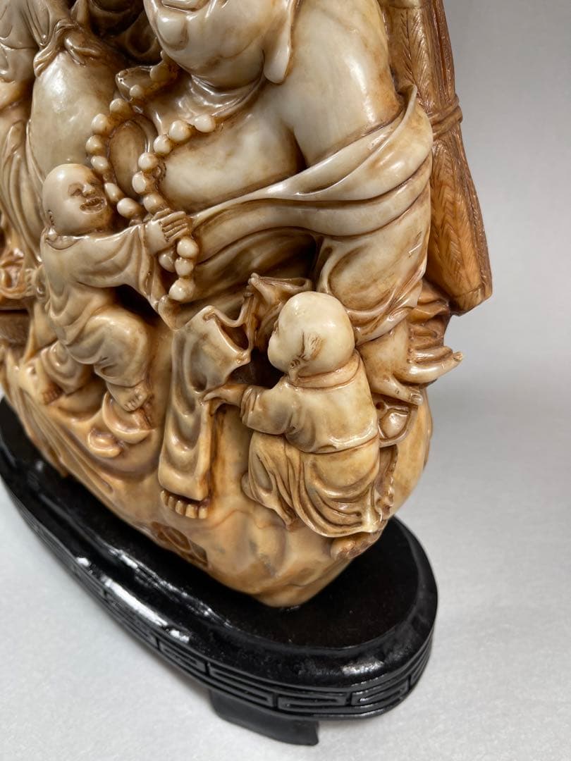 超大寿山石彫 仏教七福神13:6kg 極細工 細密彫刻骨董品天然古玩 仏教美術品