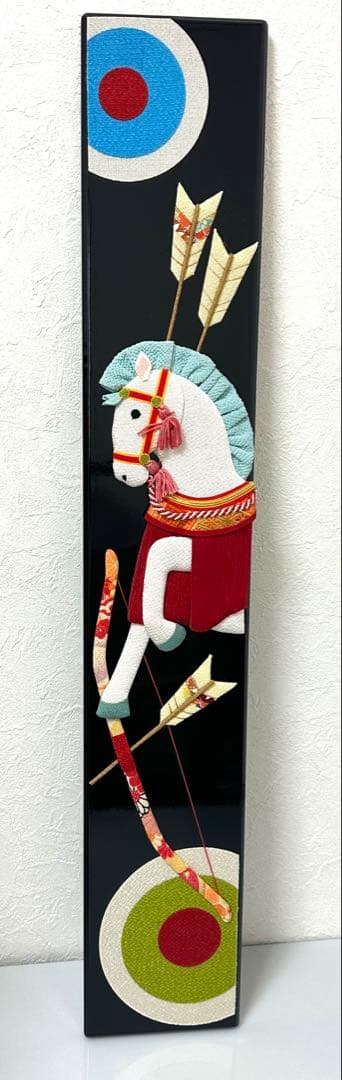 お正月★午★塗り盾★押絵★ちりめん★縁起物★金運★お正月★干支★馬★置物