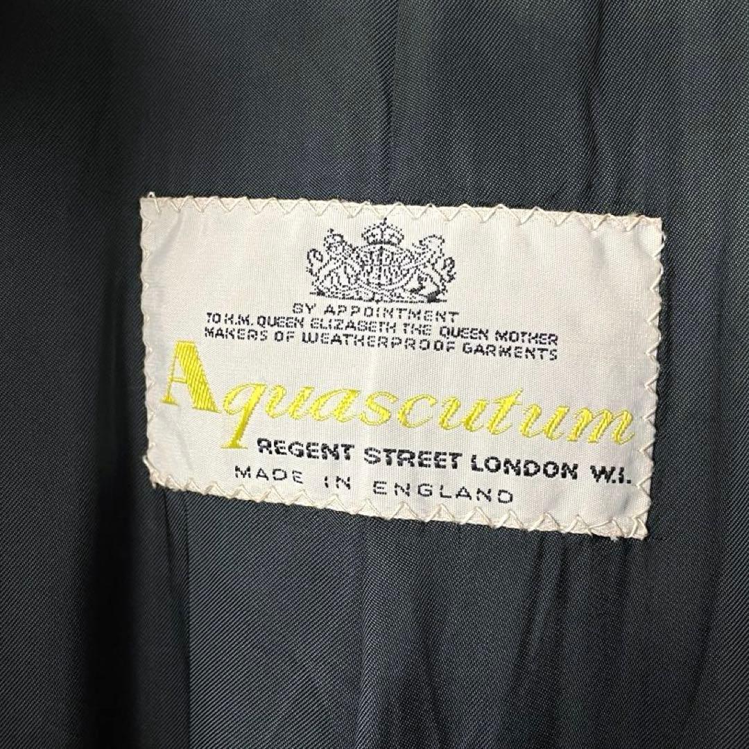 英国製 カシミア100% アクアスキュータム ウールコート 濃グレー 比翼 美品