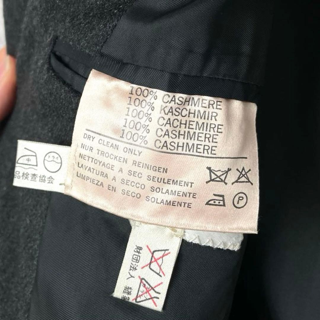 英国製 カシミア100% アクアスキュータム ウールコート 濃グレー 比翼 美品