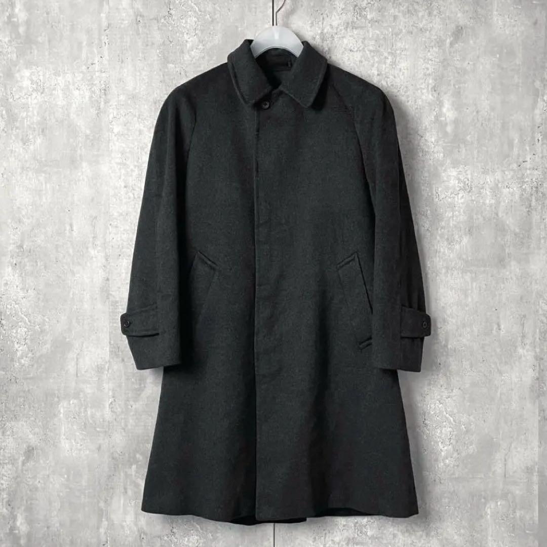 英国製 カシミア100% アクアスキュータム ウールコート 濃グレー 比翼 美品