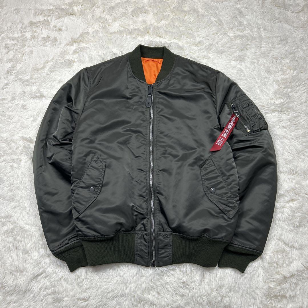 極美品　希少カラー　アルファインダストリーズ　MA-1 グレーカーキ 短丈　XL