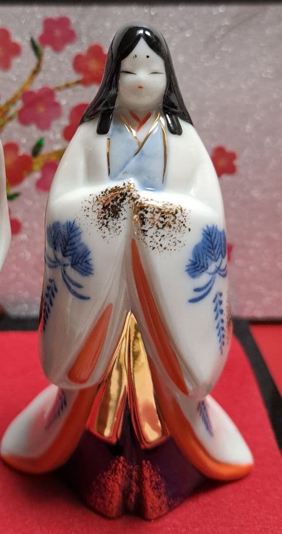 ⑤ひな人形 親王飾り 立ち雛 ぼんぼり、屏風のセット