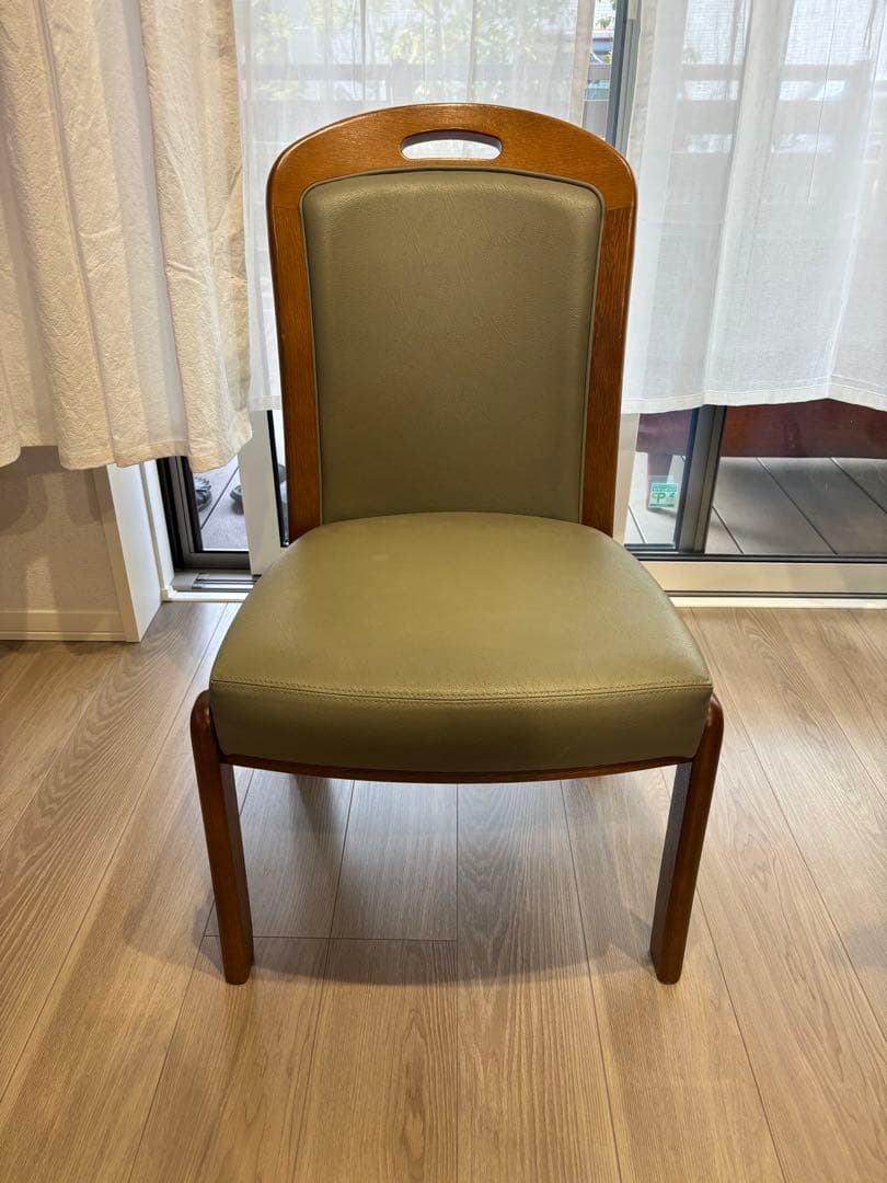 浜本工芸 ダイニングチェア 2800 ダークオーク レザー グレー