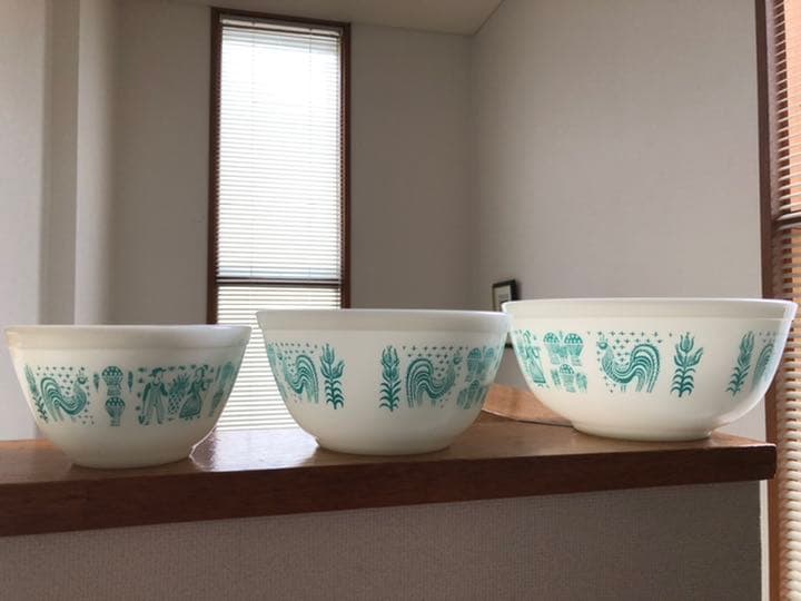 オールドパイレックス バタープリント ボウル3点セット