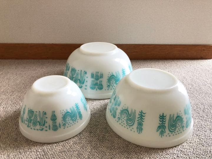 オールドパイレックス バタープリント ボウル3点セット