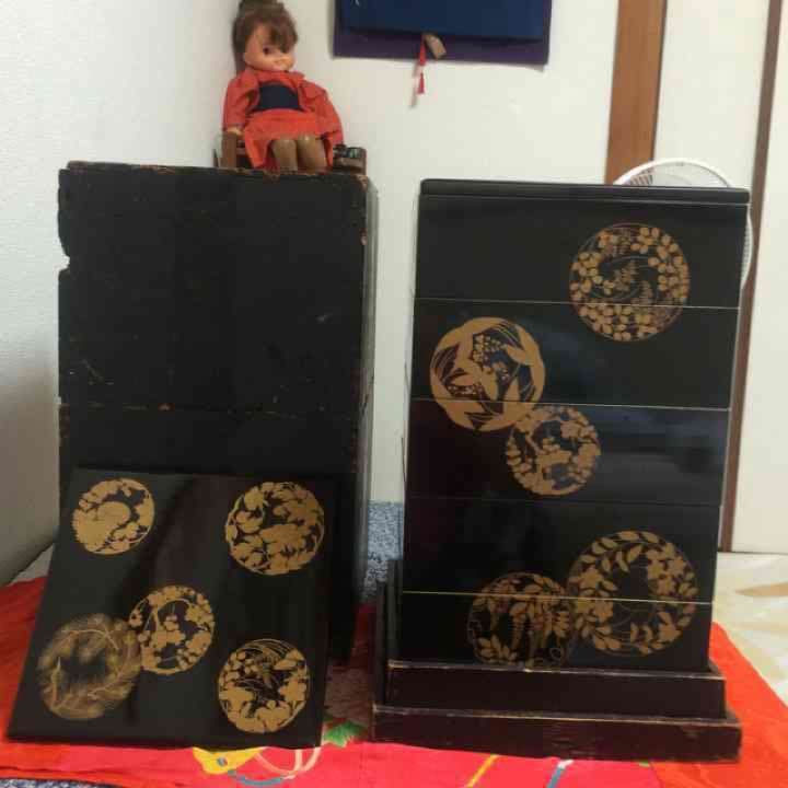 明治時代 輪島塗平蒔絵重箱