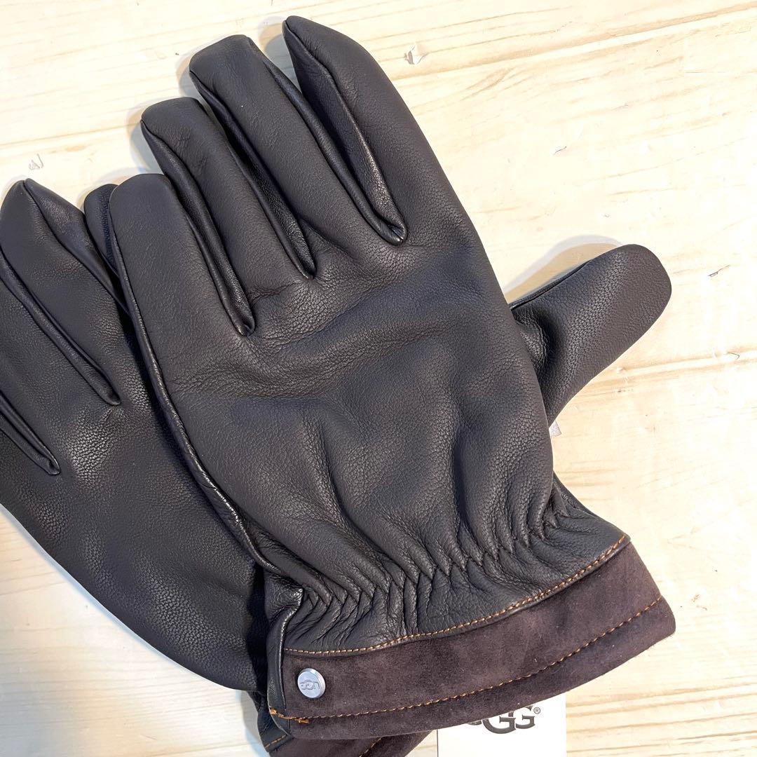 UGGアグ 手袋 グローブ メンズ 防寒 革手袋 レザー 本革 茶色ブランド新品