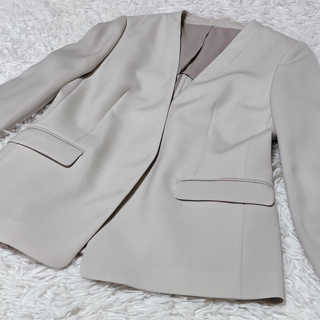 新品✨LES MUSE アオキ パンツスーツ ノーカラー ミワク 洗える S