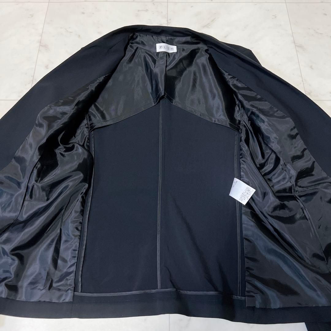 PLST×UNTITLED パンツスーツセットアップ ノーカラー ブラック L