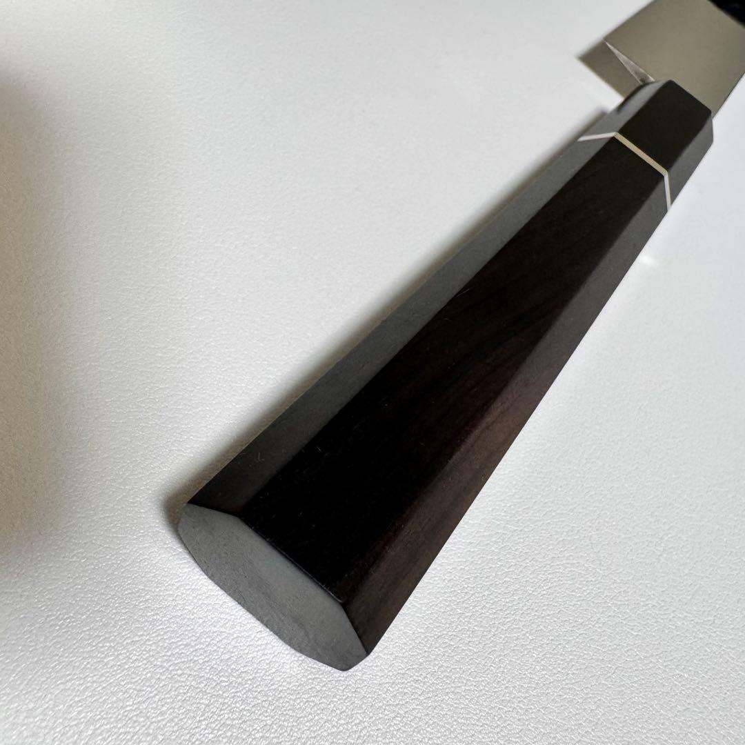 270mm 切付柳刃包丁 鏡面　黒檀黒水牛八角柄 刺身包丁 【全鋼】