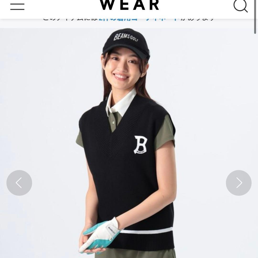 BEAMS GOLFORANGE LABEL / Bワッペン ニットベスト/M