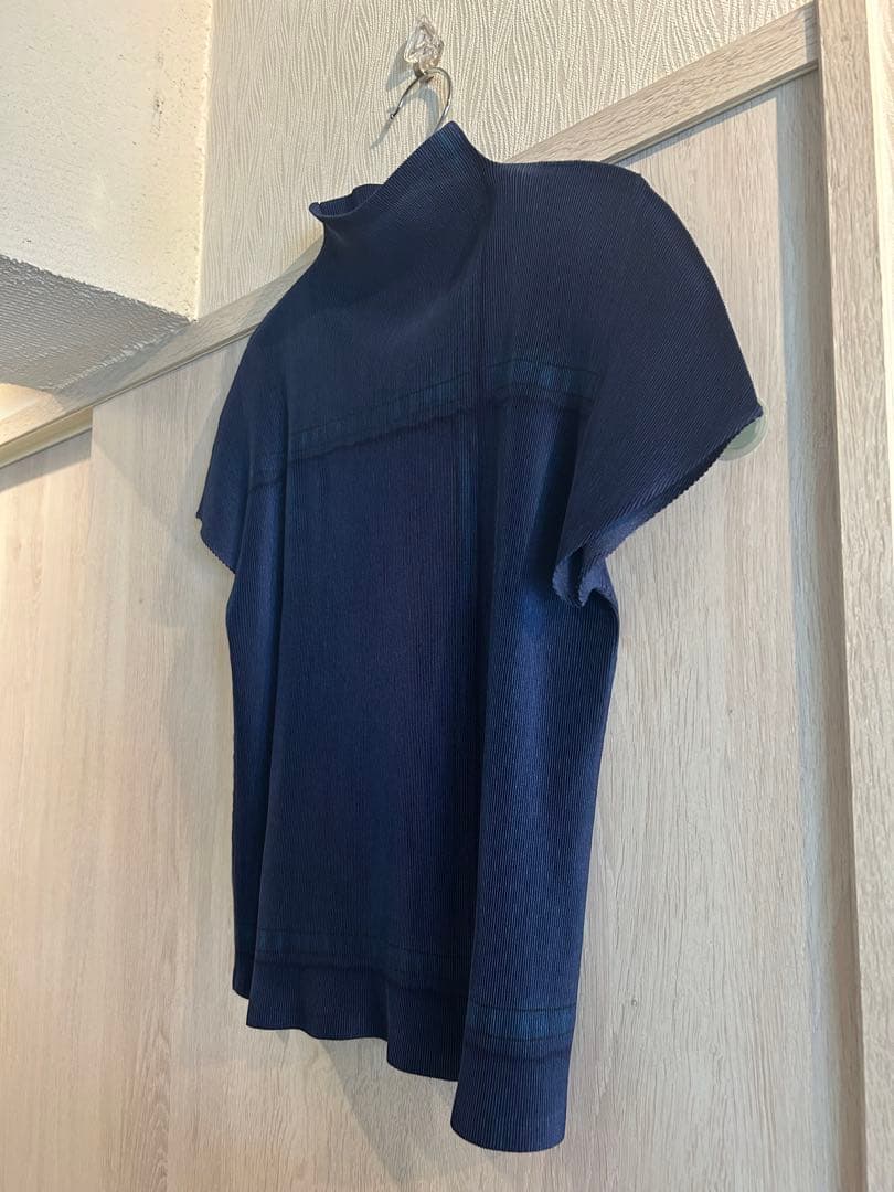 プリーツプリーズpleats pleaseハイネックミスト半袖 デニム転写