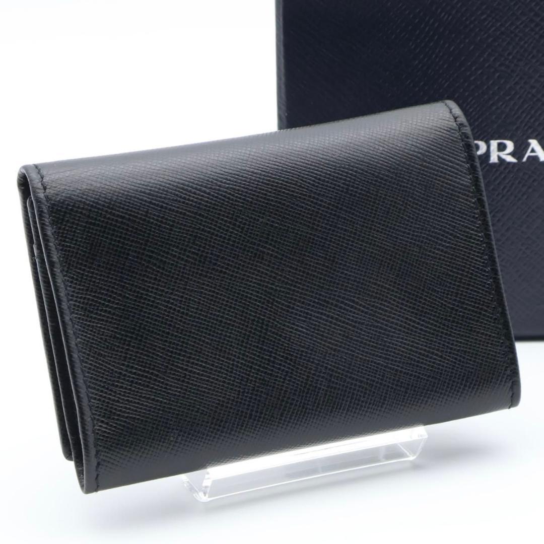【超極美品】PRADA カードケース　サフィアーノレザー　三角ロゴ　黒