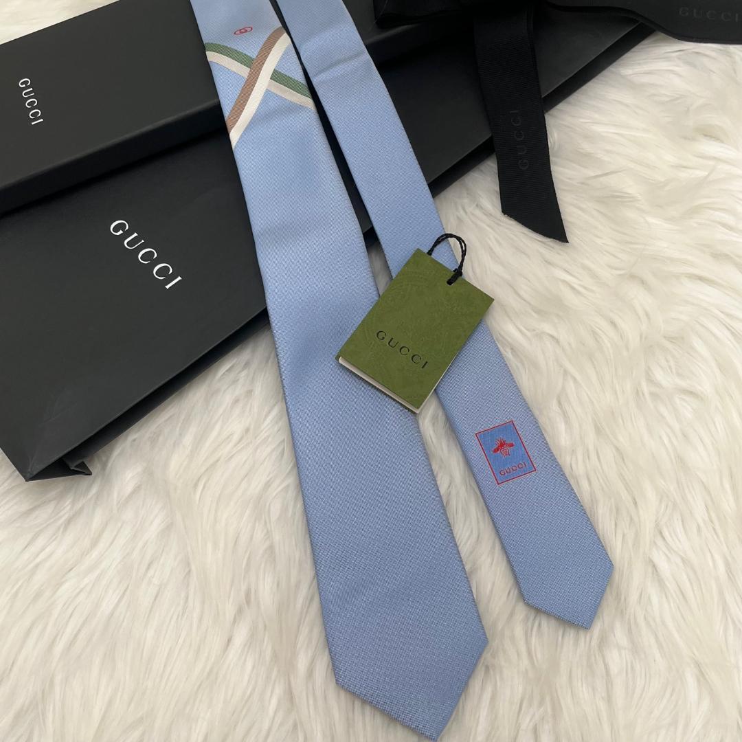 新品✨ GUCCI グッチ　ネクタイ　シルク100％　ショッパー　箱付き