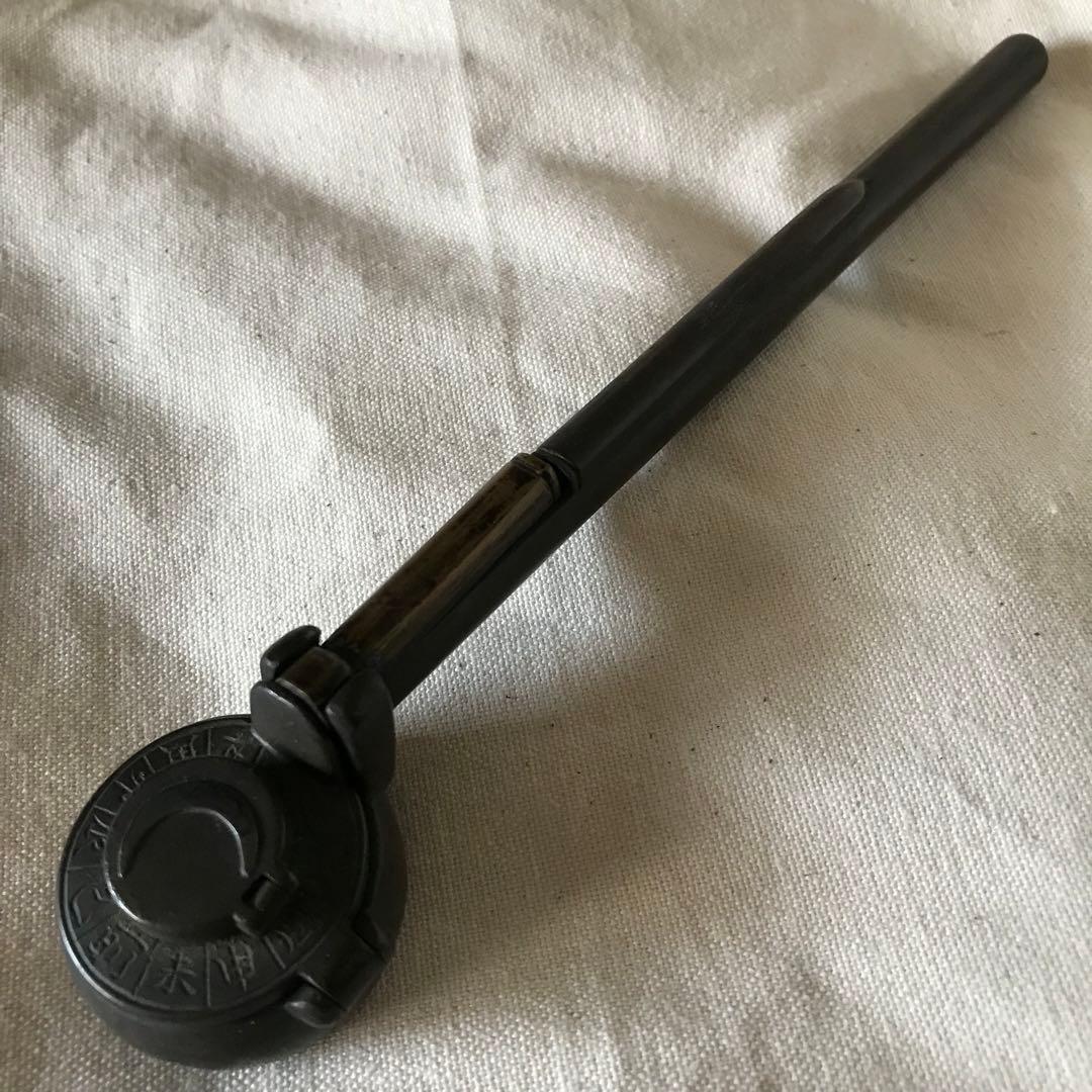 送料込み 龍文堂造 矢立 古銅製