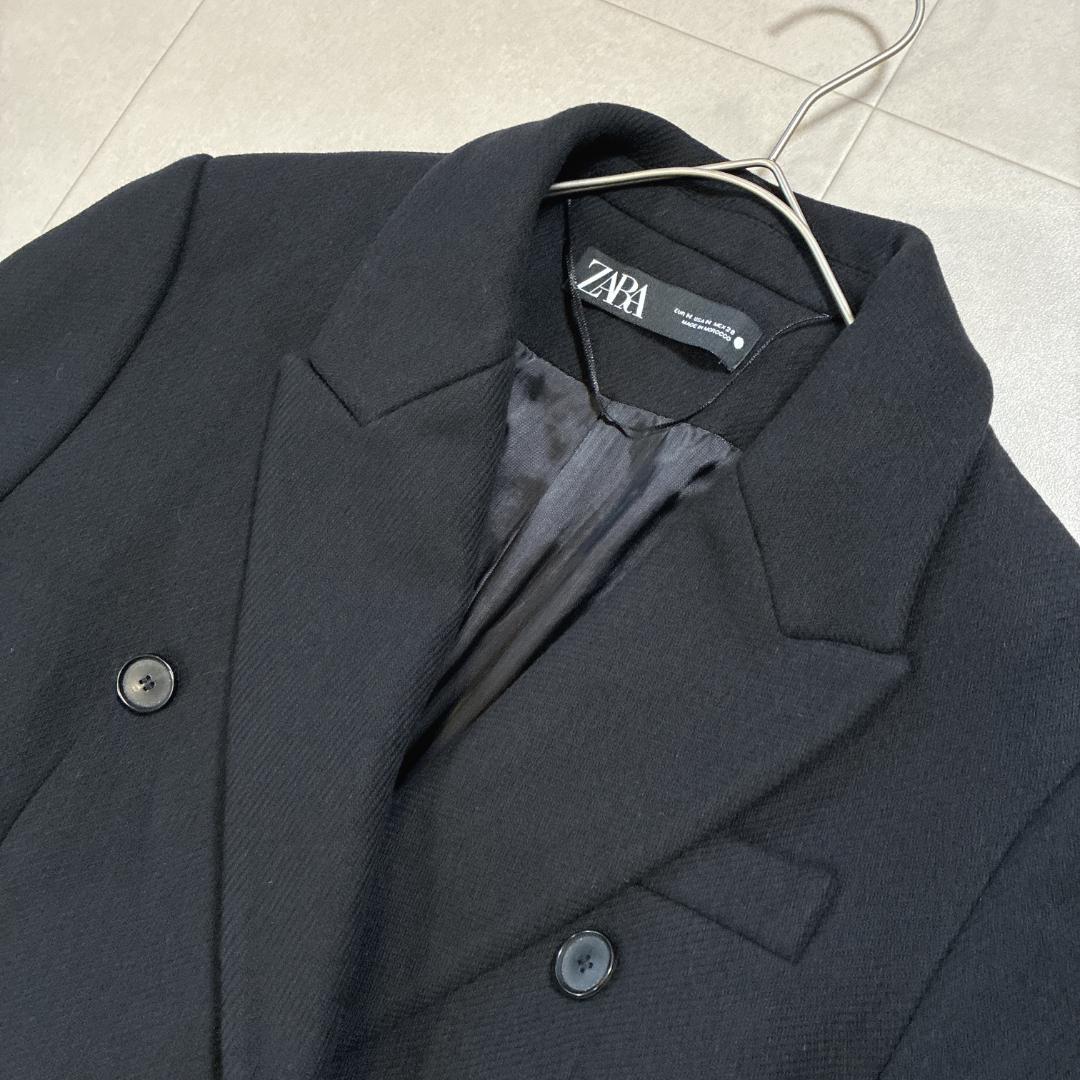 美品 ZARA×MANTECO♡ウール混 ダブルチェスターコート 黒 L相当