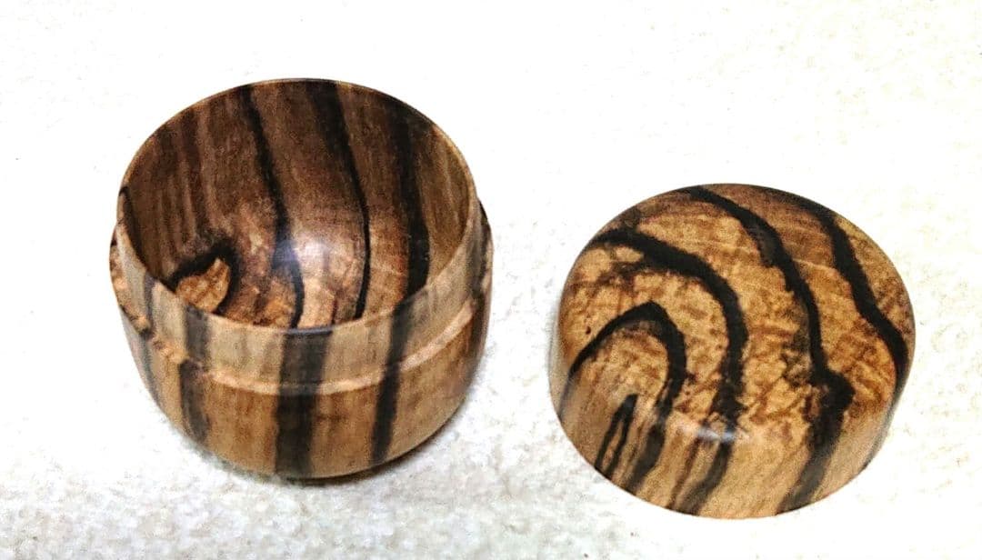 茶道具 黒柿木製円筒形 棗茶葉入れA480