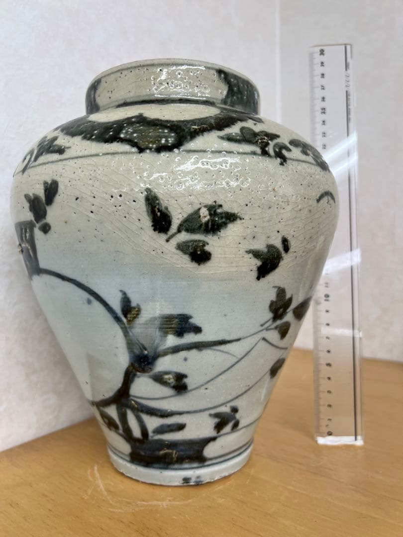 朝鮮李朝高麗青花りんご紋壷　古美術　唐物コレクション韓国骨董アンティーク江戸青磁