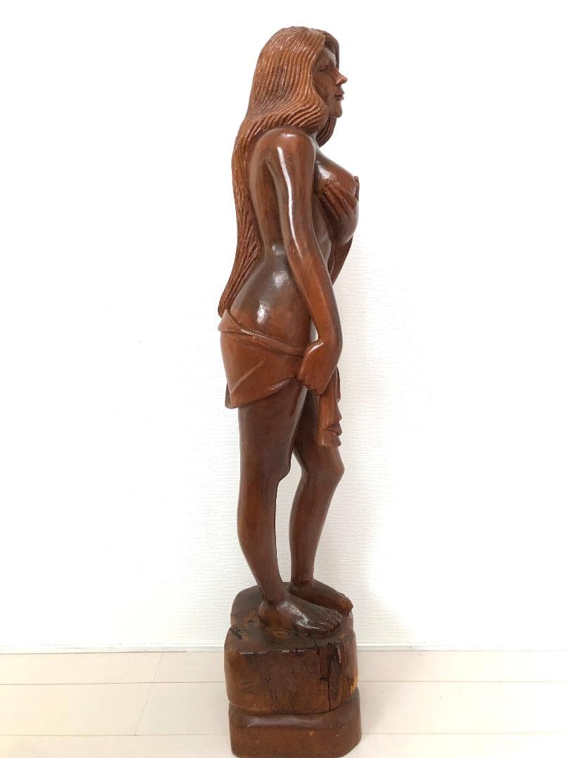 【超特大・高さ124㎝】裸婦像 木彫り エレガント女性像 高級木 オブジェ