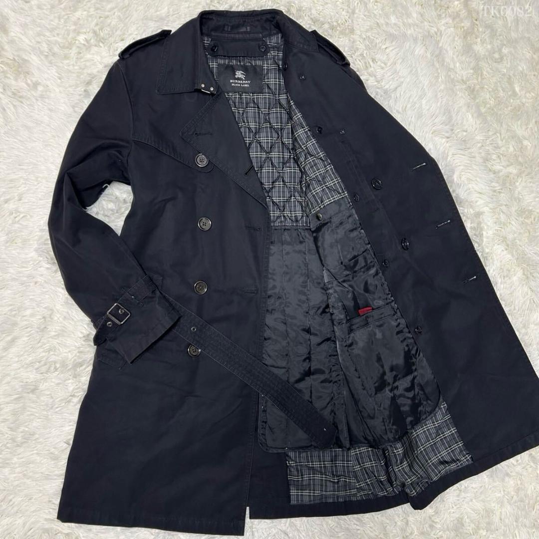 【極美品/LL】バーバリーブラックレーベル ダウンコート ノバチェック ベルト