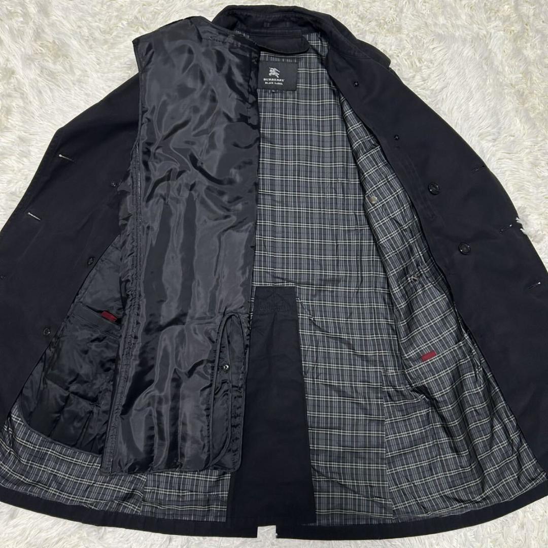 【極美品/LL】バーバリーブラックレーベル ダウンコート ノバチェック ベルト