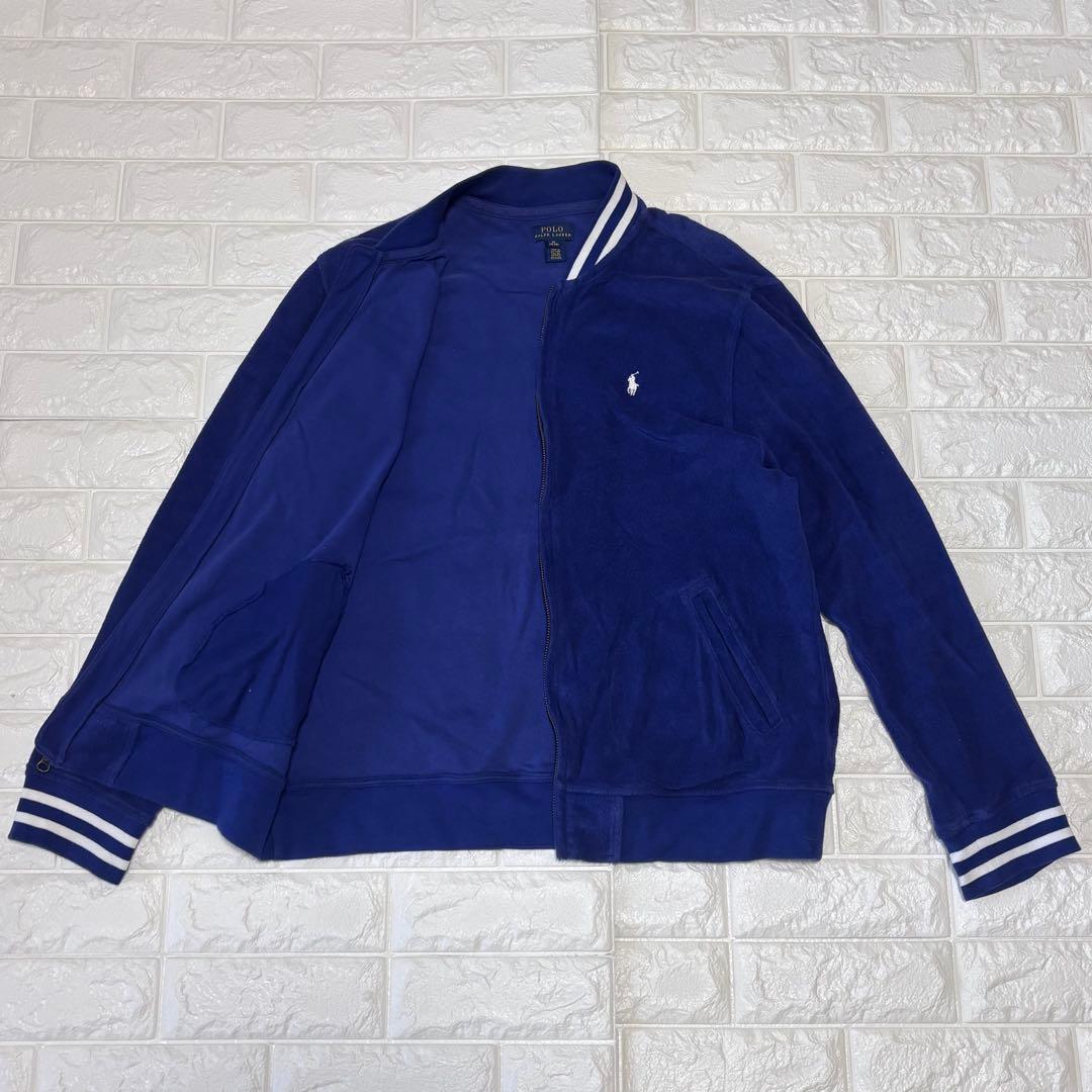 だい様　ラルフローレン ★ パイル素材 ベースボールジャケット ブルー XL