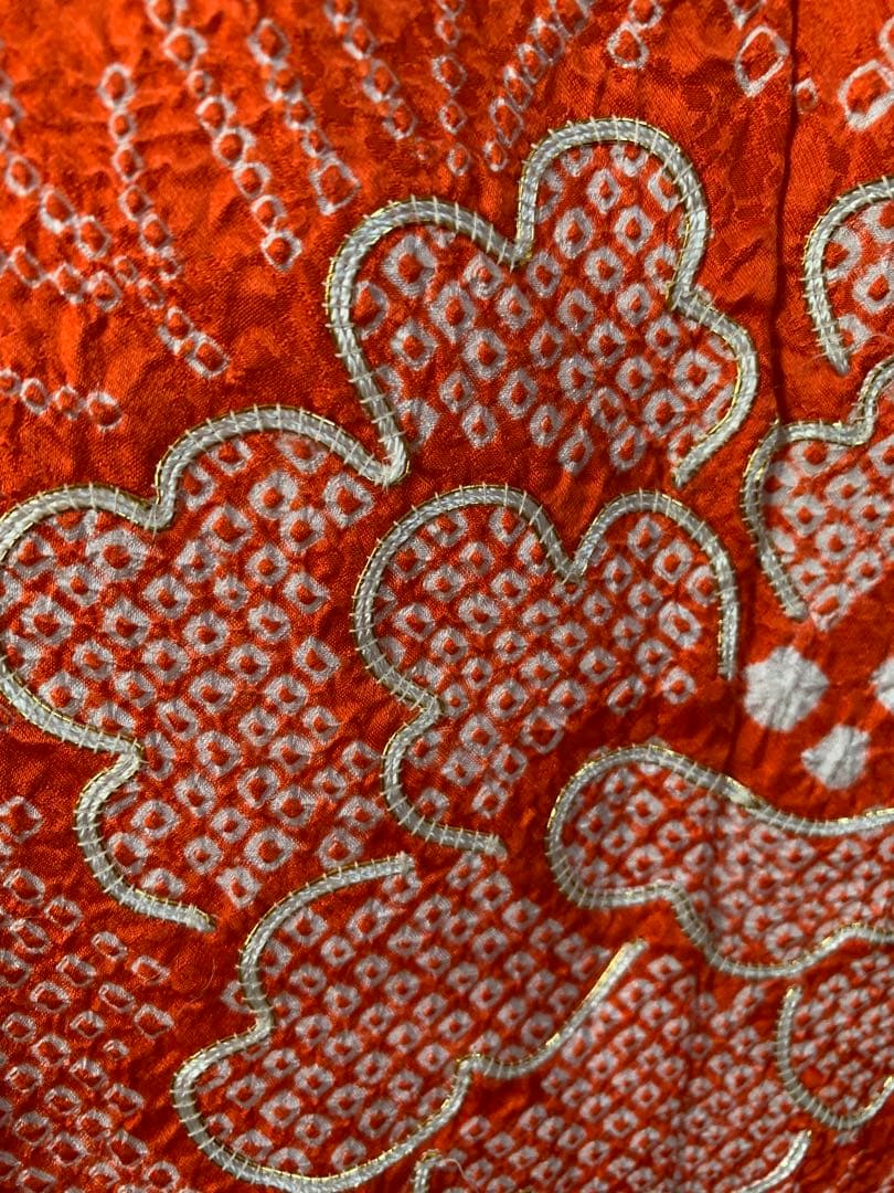 七五三　七歳　正絹絞りの振り袖のコーディネート　お着物セット