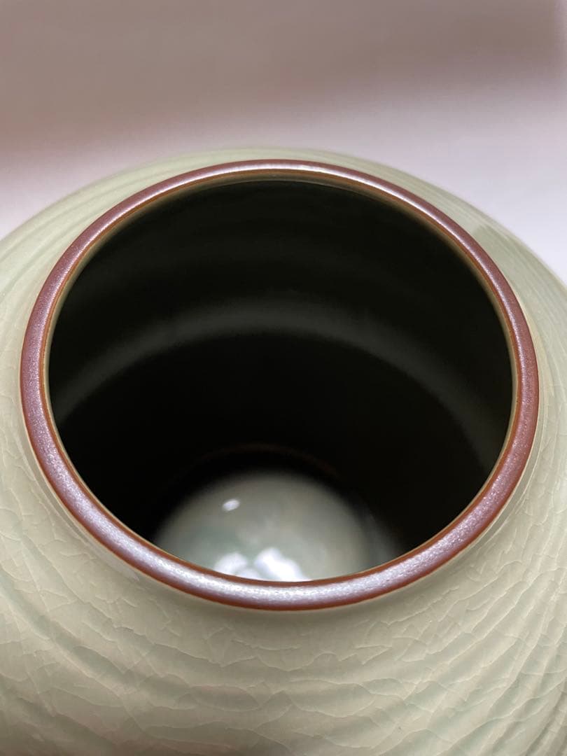 九谷焼　波模様　陶磁器　花瓶　シンプル