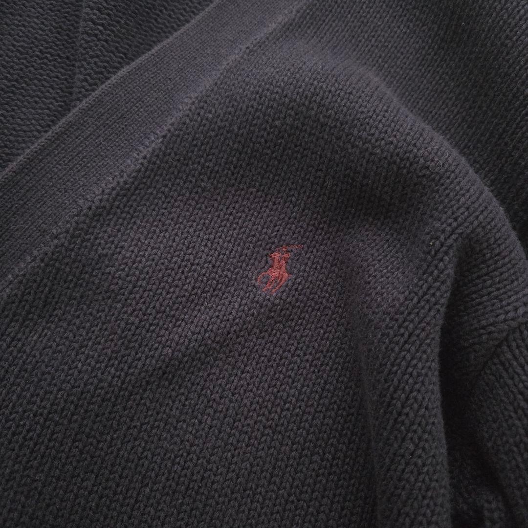 90s Ralph Lauren 肉厚 コットン ニット カーディガン ネイビー