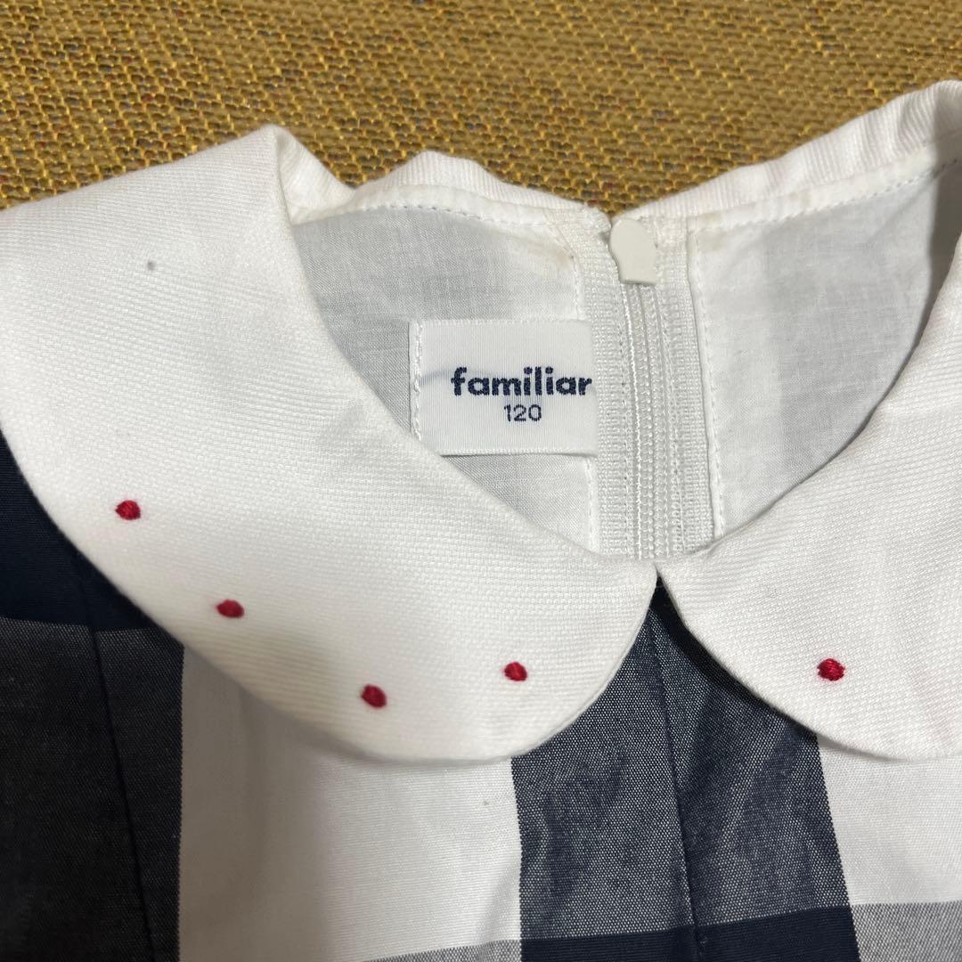 familiar チェック柄 半袖ワンピース 120