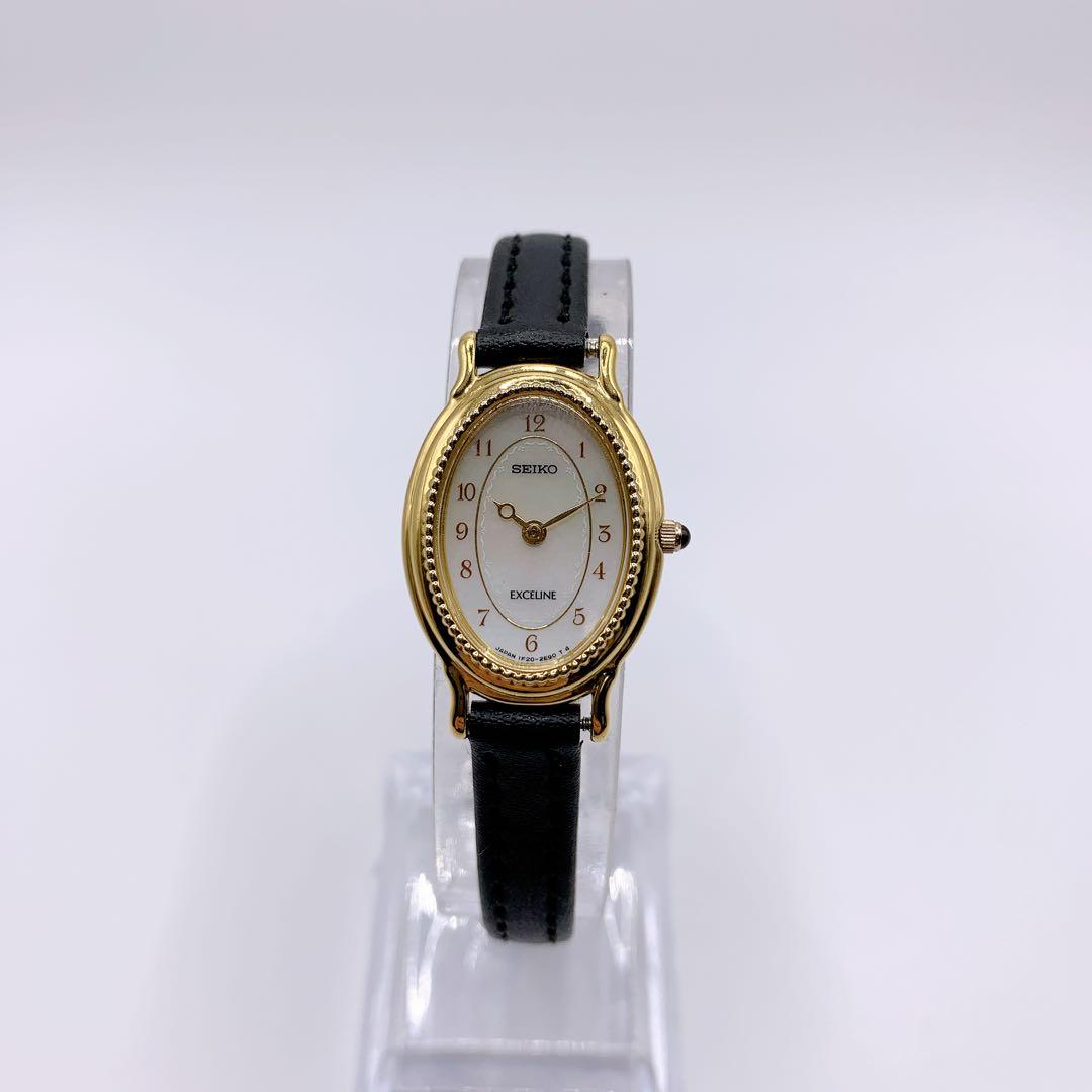 【新電池】SEIKO セイコー★レディース 腕時計 エクセリーヌ 新品ベルト 金