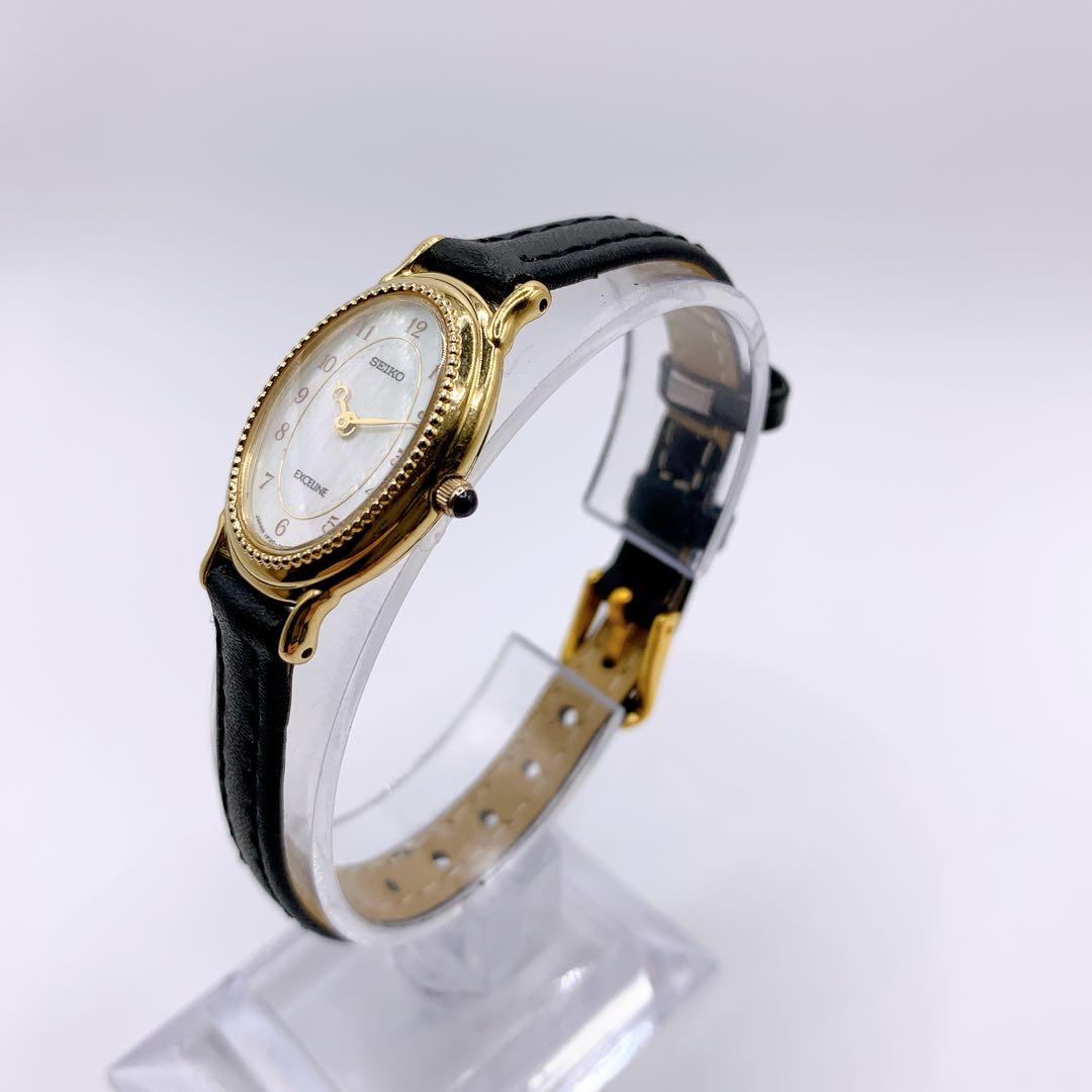 【新電池】SEIKO セイコー★レディース 腕時計 エクセリーヌ 新品ベルト 金