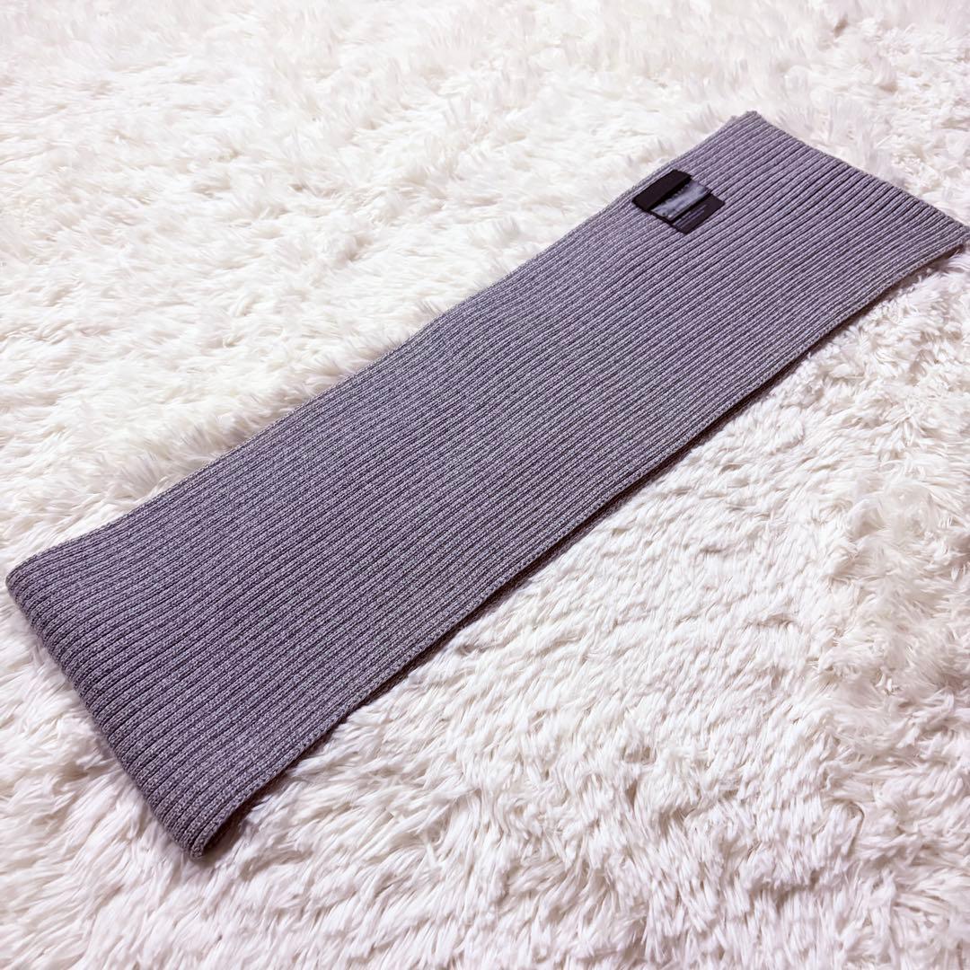 希少★PRADA プラダ スポーツラインロゴ ウールマフラー グレー