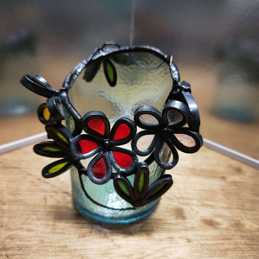 ハンドメイド ステンドグラス 花瓶 小物入れ