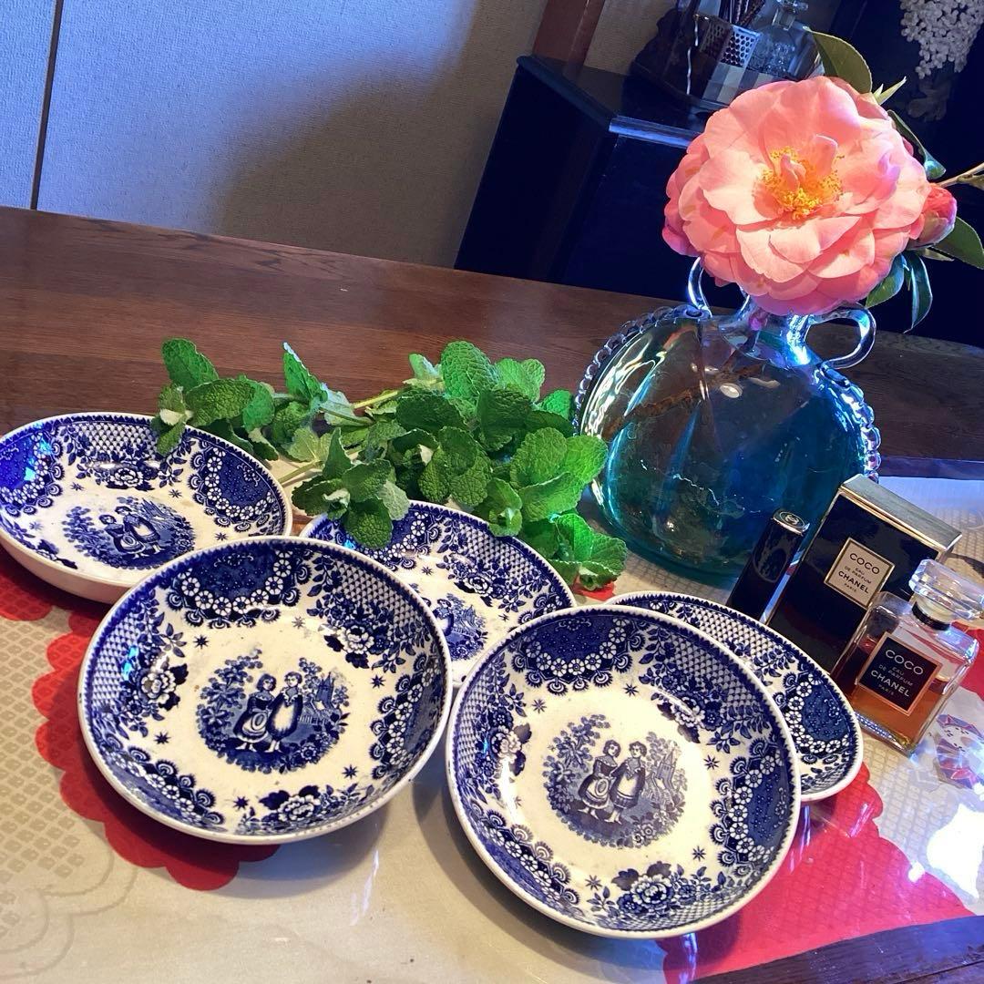 A926 オランダ　ボッホ.フレール窯　オランダ皿　少年少女　青絵￼