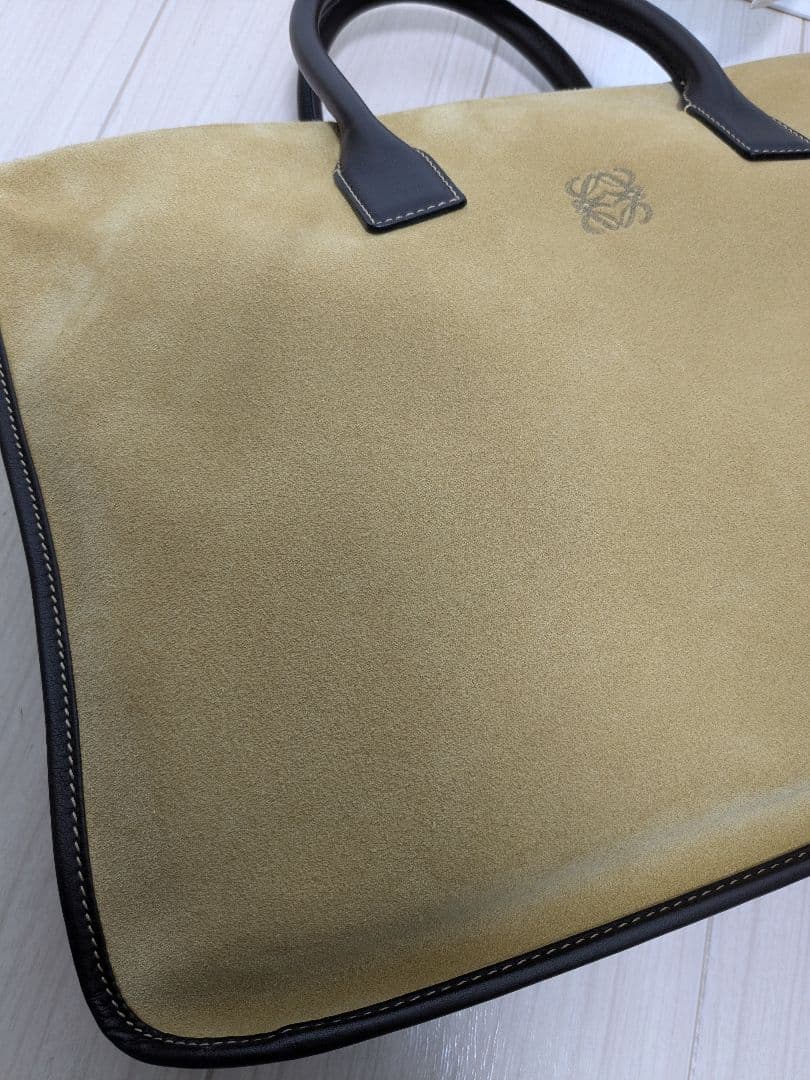 【美品】LOEWE ロエベ ビジネスバッグ アナグラム スエード ベージュ A4