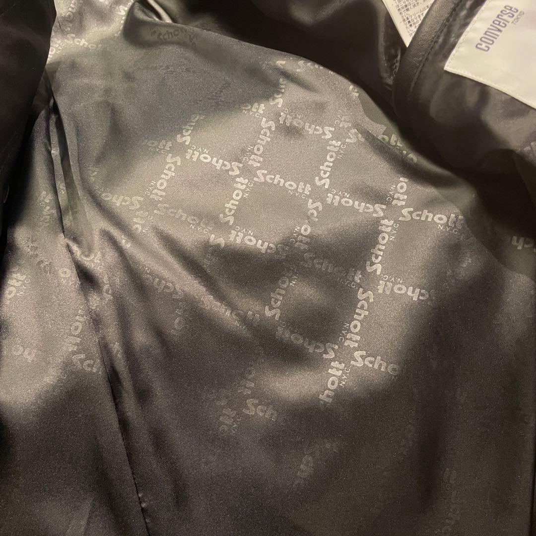 CONVERSE ×Schott LAMB LEATHER JACKET S 黒