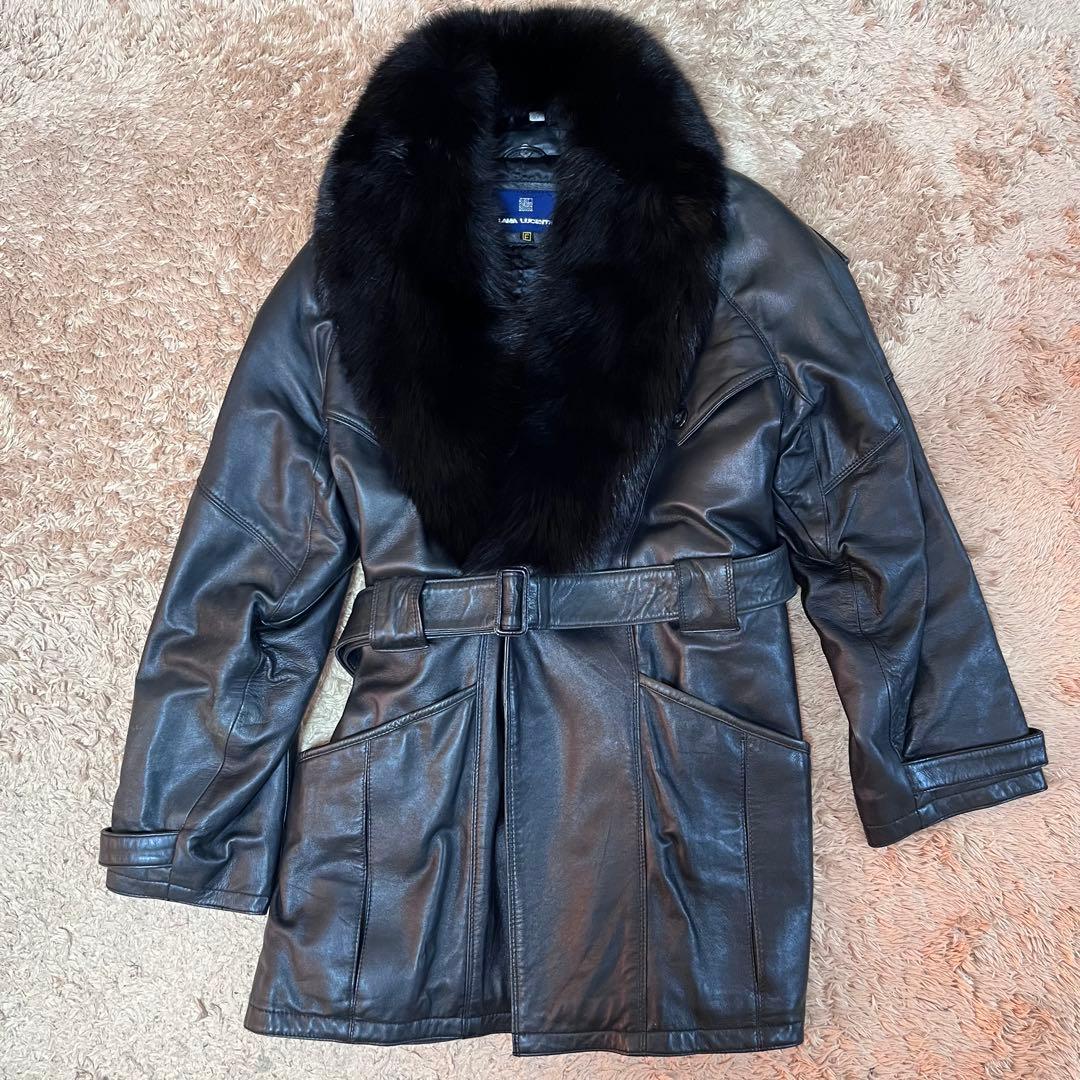 【希少】LAMALUCENTE 羊革　レザーコート　ファーコート　y2k