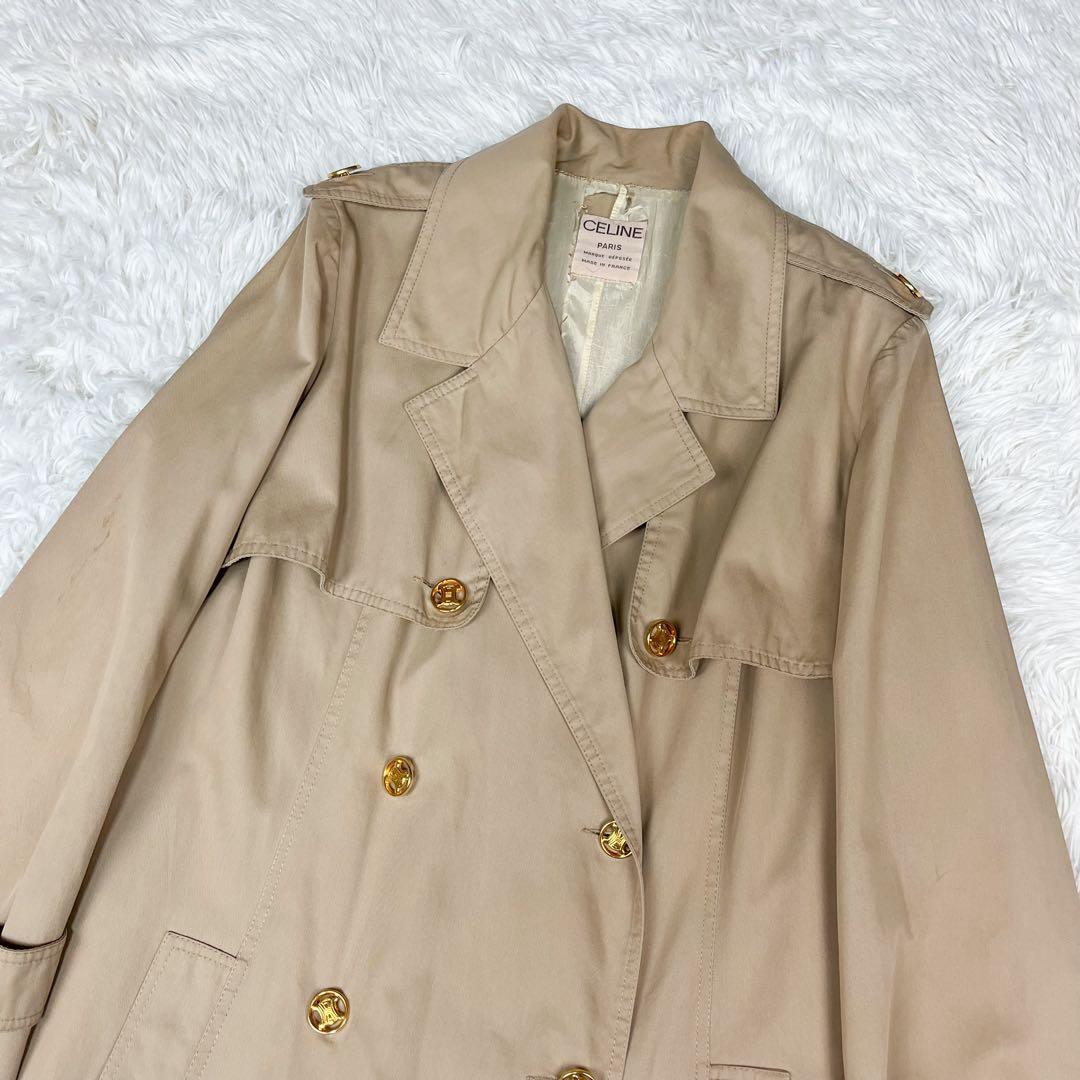 希少 セリーヌ トレンチコート トリオンフ金ボタン ロングコート ビンテージ
