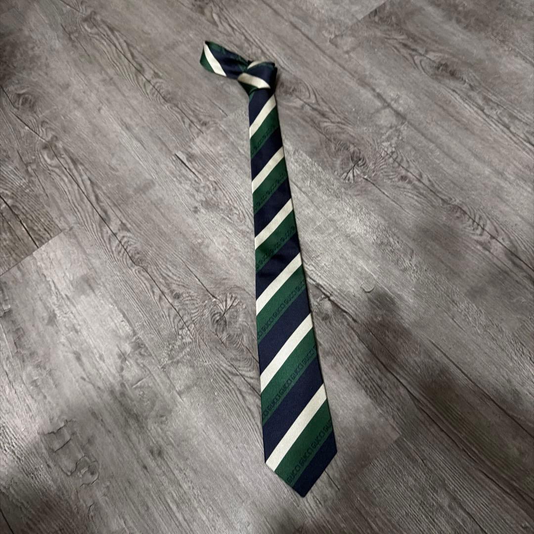 GUCCI ストライプネクタイ ネイビー/グリーン