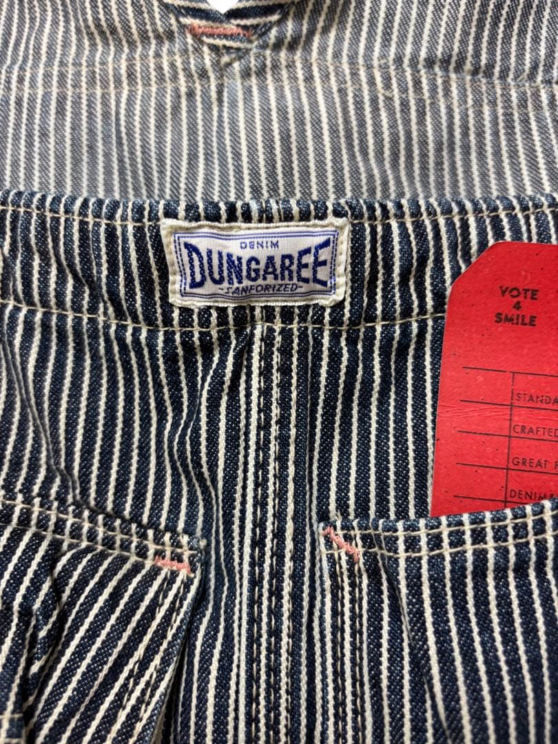 DENIMDUNGAREE ダブルニーエプロンヒッコリーオーバーオール　160